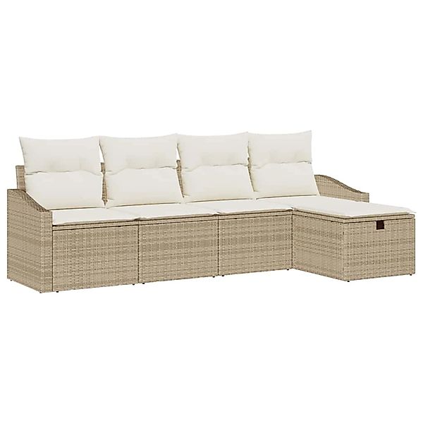 vidaXL Garten-Sofa-Set mit Kissen 5-Tlg Beige Poly Rattan 3359260 günstig online kaufen