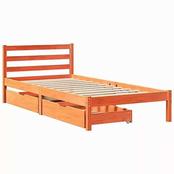 vidaXL Bett Massivholzbett ohne Matratze Wachsbraun 75x190 cm Kiefernholz günstig online kaufen