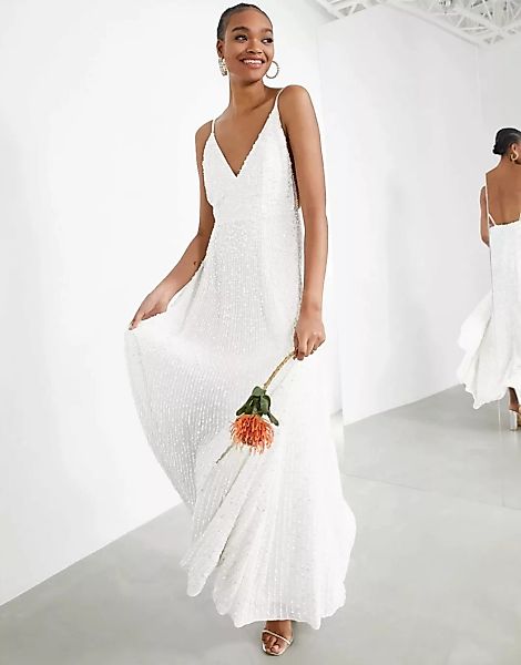 ASOS EDITION – Josie – Brautkleid mit schmalen Trägern und Paillettenbesatz günstig online kaufen