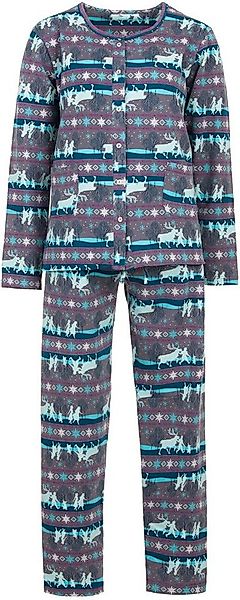zeitlos Schlafanzug Pyjama Set Thermo - Wald Knopfleiste günstig online kaufen