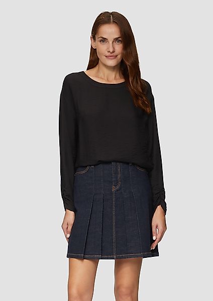 s.Oliver Langarmbluse Viskose-Bluse mit elastischem Saum günstig online kaufen
