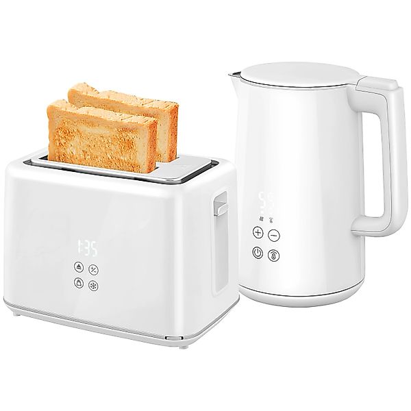 HOMCOM Wasserkocher-Toaster-Set Kunststoff Edelstahl 21,5L x 15,5B x 25,1H günstig online kaufen