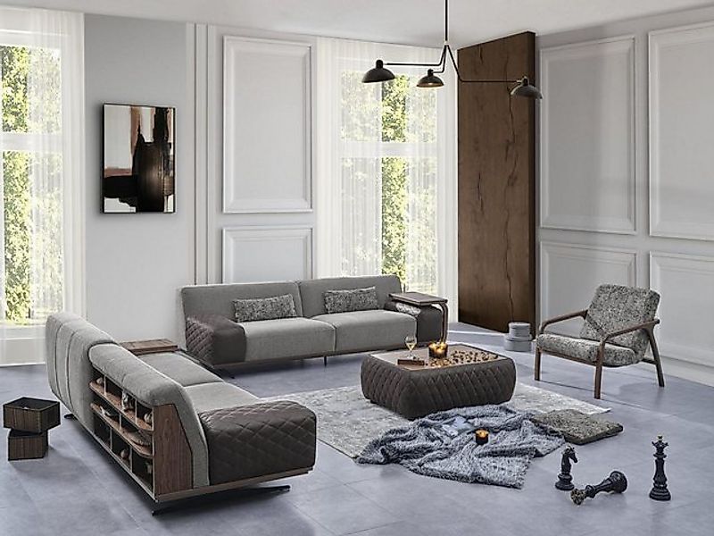 Xlmoebel Sofa Zeitgemäße 3-teilige Sitzgruppe mit 2 Dreisitzer-Sofas und ei günstig online kaufen