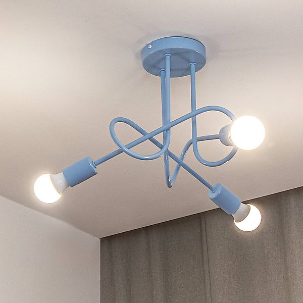 Deckenleuchte Oxford, Ø 44 cm, hellblau, Metall, 3-flammig günstig online kaufen