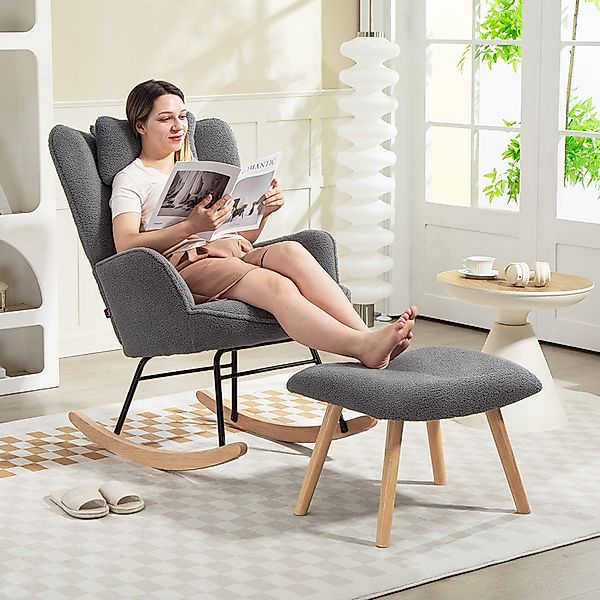 HOMCOM Schaukelsessel Gepolstert Schwingsessel mit Kissen, günstig online kaufen