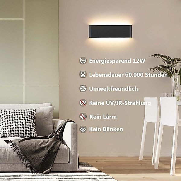 Jibenhome Wandleuchte LED Flurlampe Innen, 12W günstig online kaufen