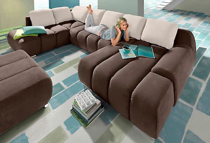 Home affaire Wohnlandschaft »Bono U-Form« wahlweise mit Bettfunktion günstig online kaufen