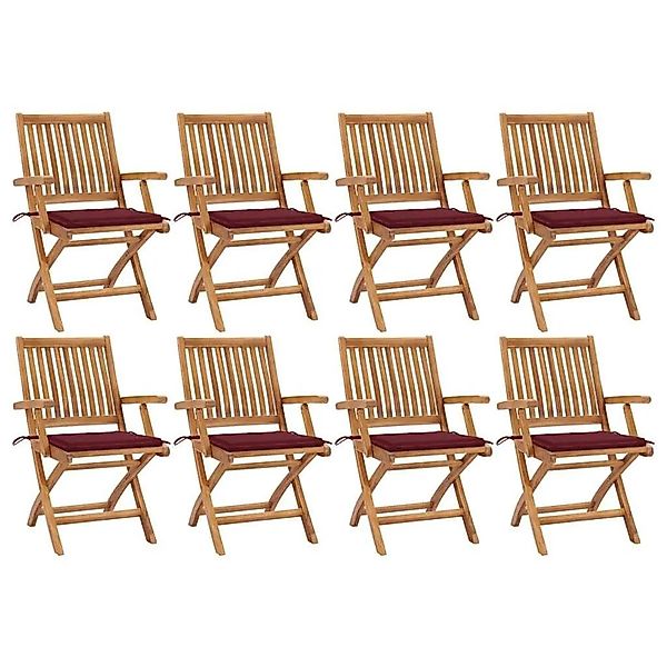 vidaXL Klappbare Gartenstühle mit Kissen 8 Stk Massivholz Teak 3072786 günstig online kaufen