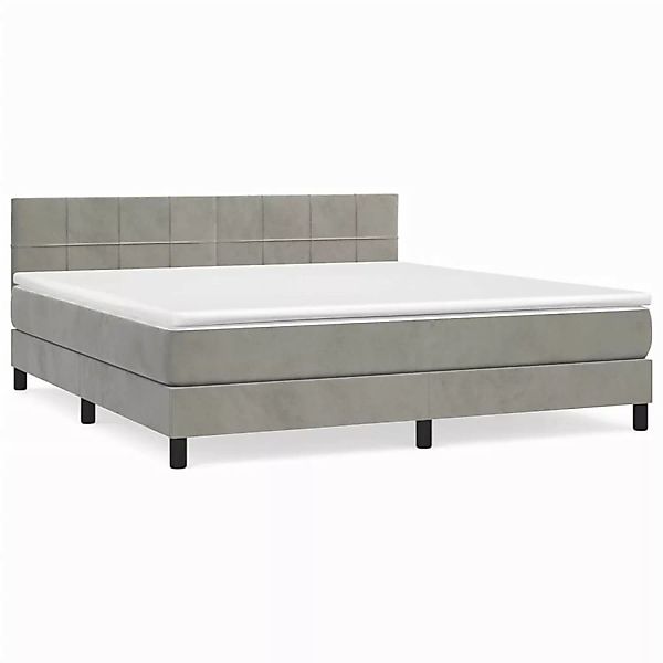 vidaXL Boxspringbett mit Matratze Hellgrau 160x200 cm Samt1397634 günstig online kaufen