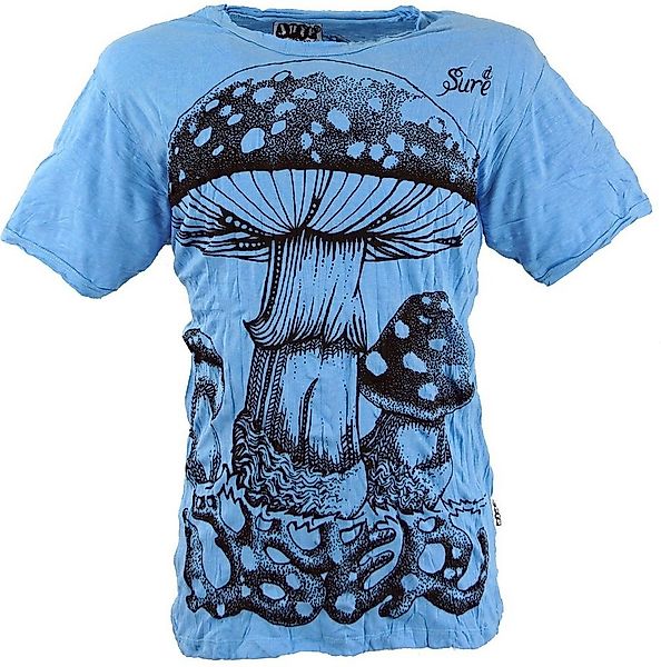 Guru-Shop T-Shirt Sure Herren T-Shirt Fliegenpilz - hellblau Goa Style, Fes günstig online kaufen