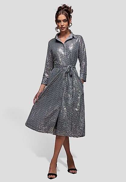 Goddiva Midikleid Sequin Skater Shirt Dress Knielang, V-Ausschnitt, Seitent günstig online kaufen