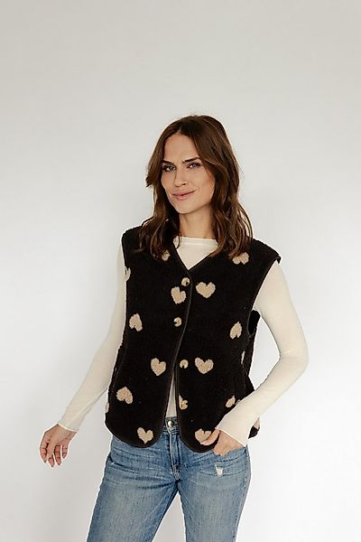 von Herzen Fellimitatweste dunkelbraune Teddyweste mit Herzchen – ärmellos günstig online kaufen