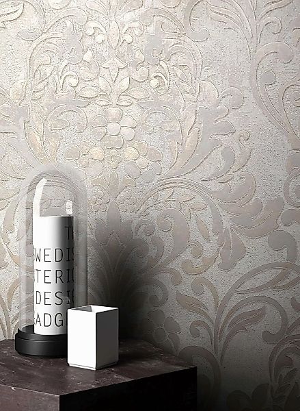 Newroom Vliestapete, Beige Tapete Barock Glänzend günstig online kaufen