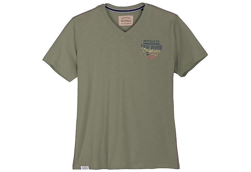 redfield V-Shirt Redfield Übergrößen T-Shirt V-Neck modisch oliv günstig online kaufen