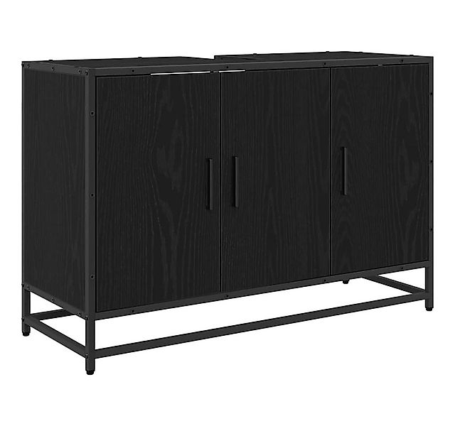 vidaXL Badezimmer-Set Badezimmerschrank mit Tür Schwarz Eichen-Optik 90 x 3 günstig online kaufen