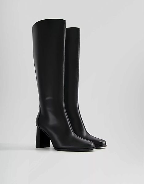 Bershka Stiefel Mit Breitem Absatz Und Reißverschluss Damen 40 Schwarz günstig online kaufen