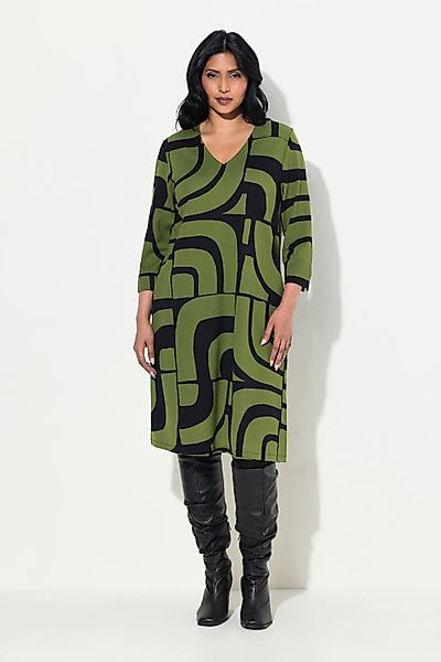 Ulla Popken Minikleid Punto-Kleid A-Linie V-Ausschnitt günstig online kaufen