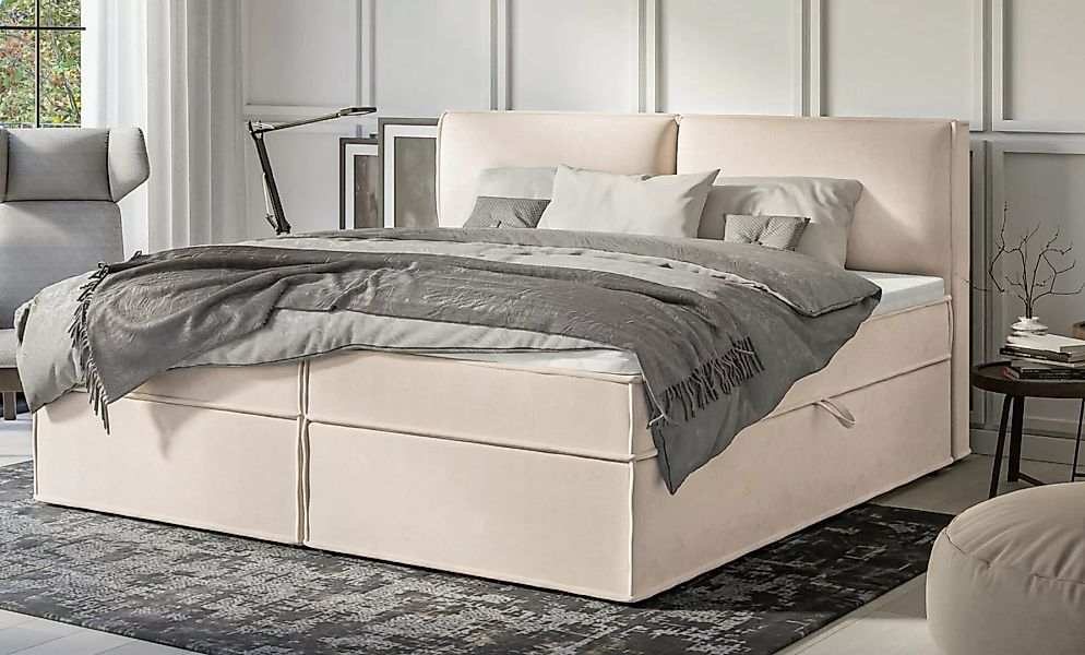 S-Style Möbel Boxspringbett Plaza mit Topper und Bettkästen aus Luxusmicrof günstig online kaufen