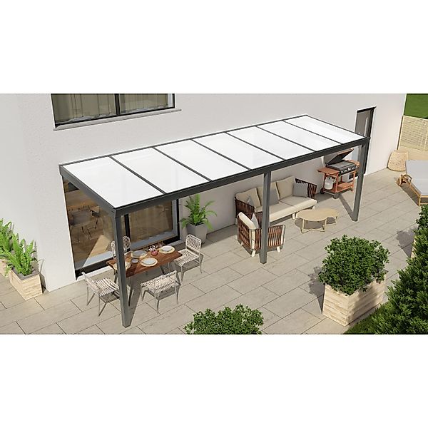 Terrassenüberdachung Professional 700 cm x 200 cm Anthrazit Struktur PC Opa günstig online kaufen