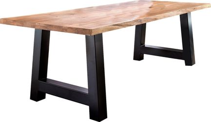 Home affaire Esstisch "Tristan" massive Balkeneiche geölt mit Baumkante günstig online kaufen