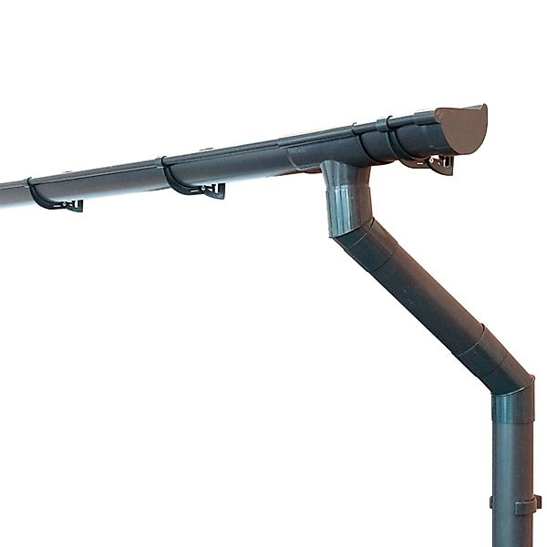 Inefa Dachrinnen Set PVC 4m NW 100 Halbrund für Gartenhaus Carport Anthrazi günstig online kaufen