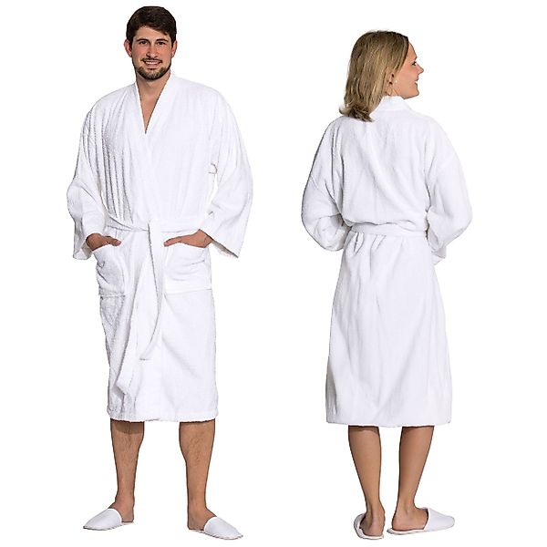 ZOLLNER Unisex-Bademantel, 100% Baumwolle, Kimono-Kragen, Gürtel, günstig online kaufen