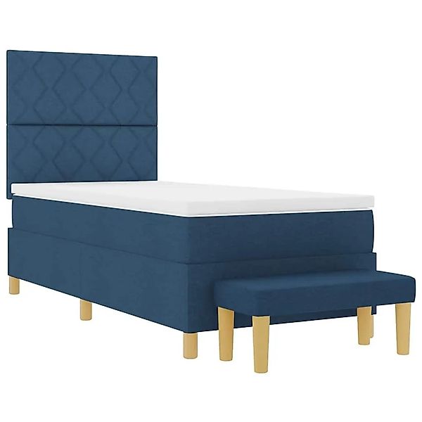 vidaXL Boxspringbett mit Matratze mit Kopfteil Blau 100 x 200 cm Stoff 3344 günstig online kaufen