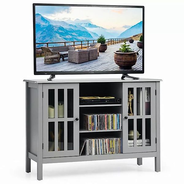 COSTWAY TV-Schrank 3-stufig, mit Türen und Regalen, 109 x 40 x 77 cm günstig online kaufen