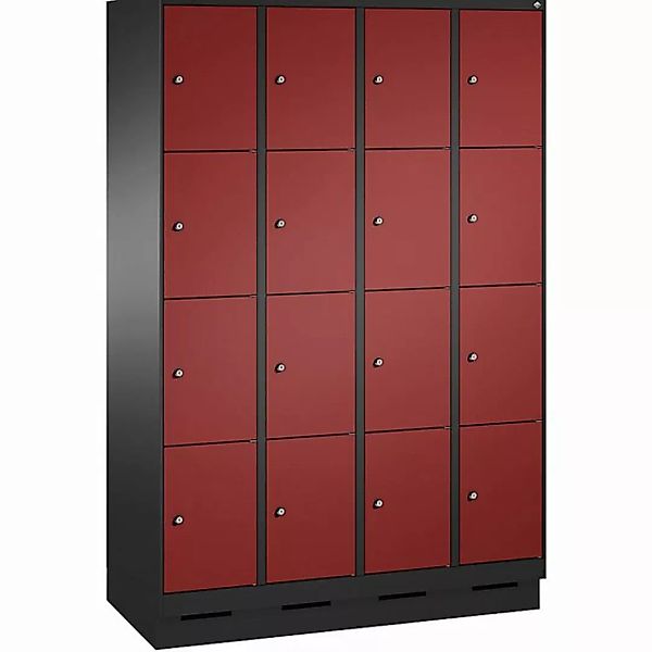 C+P Garderobenschrank HxBxT 1800 x 1200 x 500 mm schwarzgrau, rubinrot günstig online kaufen