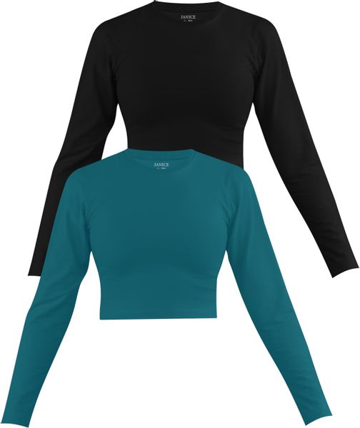 Janice Langarmshirt 2 x Damen crop günstig online kaufen