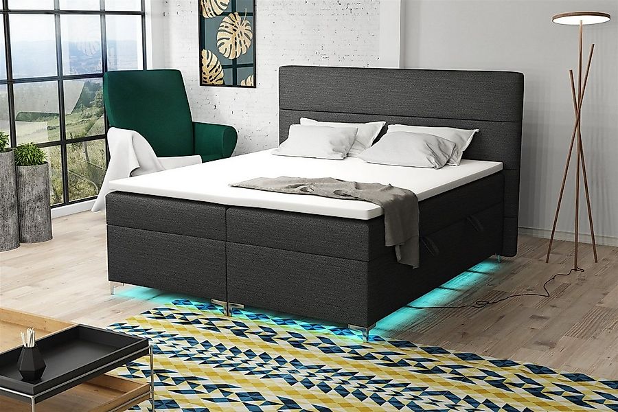 Fun Möbel Boxspringbett Boxspringbett Schlafzimmerbett CANELA Stoff inkl. L günstig online kaufen