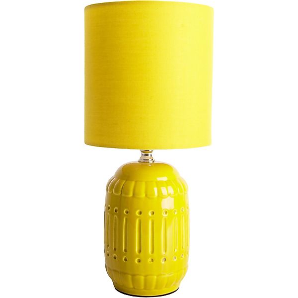 näve Tischleuchte Erida, ohne Leuchtmittel, Textilschirm, Keramikfuß, gelb, günstig online kaufen