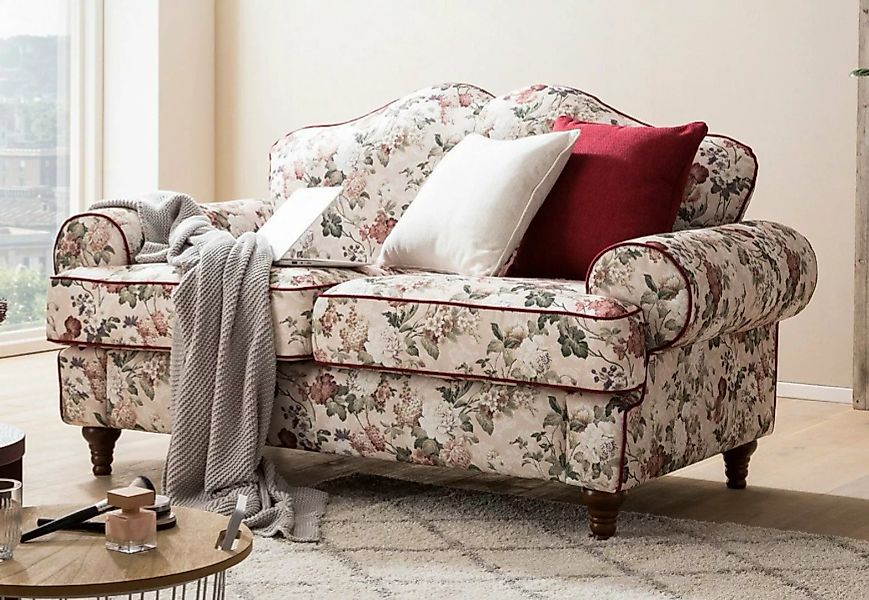 Furn.Design Sofa Elita, 2-Sitzer in beige mit Blumenmuster, Landhausstil, m günstig online kaufen