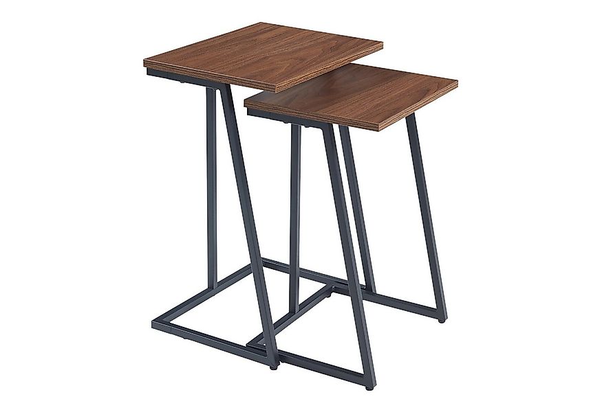 en.casa Satztisch, Beistelltisch »Salem« 2er Set Schwarz / Walnuss günstig online kaufen