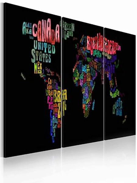 artgeist Wandbild Weltkarte - Text schwarz Gr. 60 x 30 günstig online kaufen