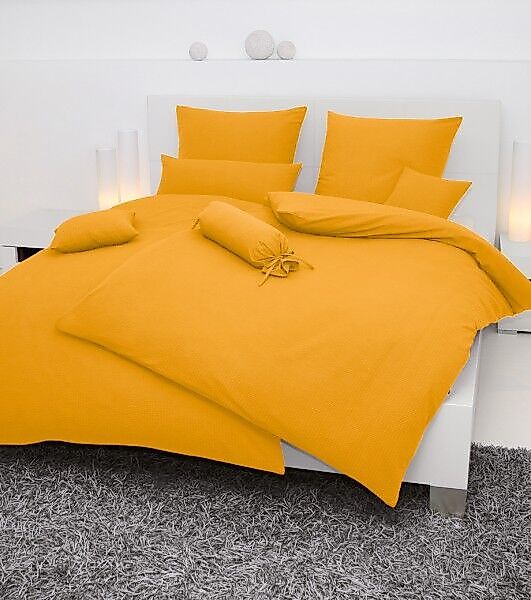 Janine Janine Mako-Soft-Seersucker Bettwäsche PIANO 0125 sonne Größe:  135x günstig online kaufen