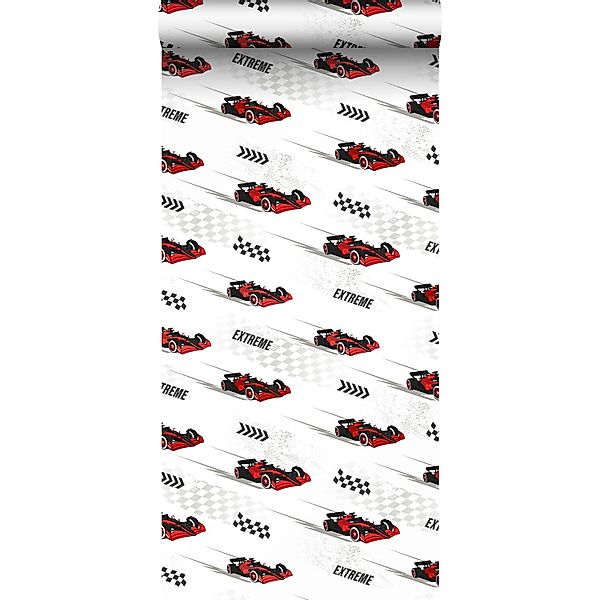 Sanders & Sanders Tapete Rennwagen Rot 50 x 900 cm günstig online kaufen