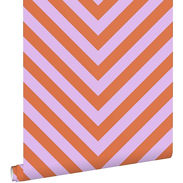 ESTAhome Tapete Zickzackmuster Lila und Terrakotta 50 x 900 cm günstig online kaufen
