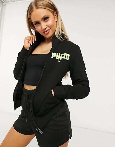 Puma – Schwarze Trainingsjacke mit Reißverschluss günstig online kaufen