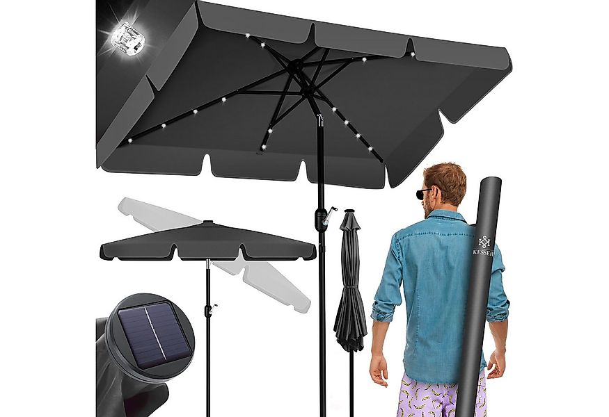 KESSER Sonnenschirm, Sonnenschirm Balkonschirm LED Solar mit Kurbel günstig online kaufen