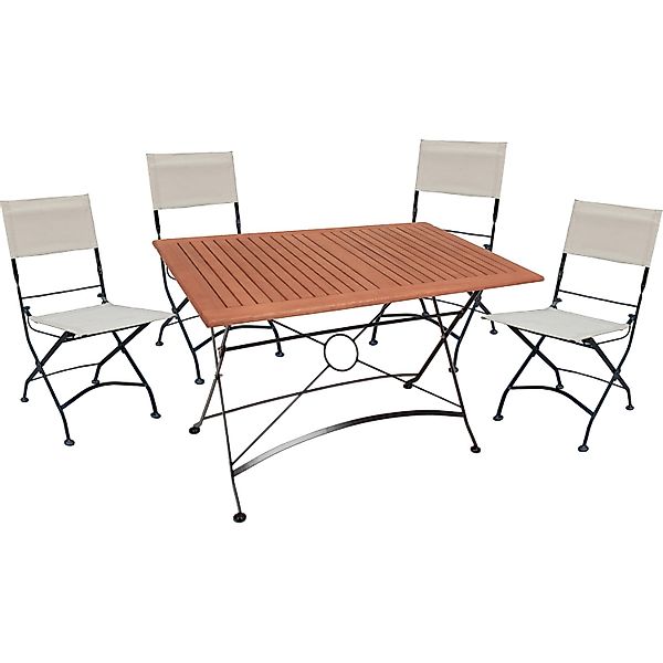 Garden Pleasure Gartenmöbel-Set 02 Triest 5-teilig Weiß-Braun FSC® günstig online kaufen