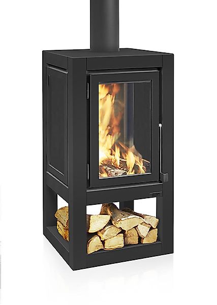 Quaruba Gartenofen Schwarz Mit Rollen XXL 1 Seite Glas günstig online kaufen