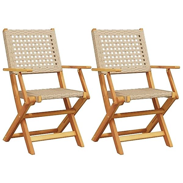 vidaXL Gartenstühle 2 Stk Beige Massivholz Akazie und Poly Rattan 367665 günstig online kaufen