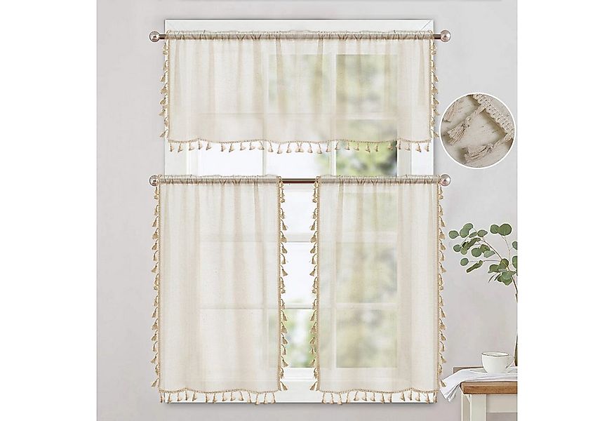 Jibenhome Scheibengardine Küchenvorhang,Bistrogardine,Retro Kurzgardinen mi günstig online kaufen
