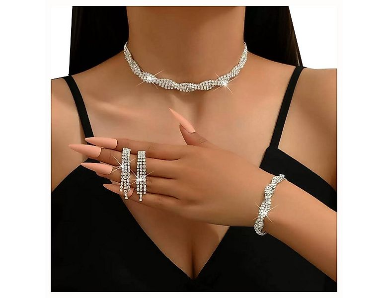 Bextsrack Schmuckset Damen Schmuckset 3-teilig, Braut Strass Schmuckset, (3 günstig online kaufen