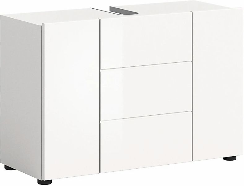 welltime Waschbeckenunterschrank "BIEL, TOPSELLER, Breite 82 cm, 3 Türen, 2 günstig online kaufen
