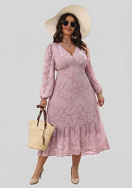 Cupshe Strandkleid Plus Size Blasenärmel Kleid Dreidimensionaler Rundumdruc günstig online kaufen