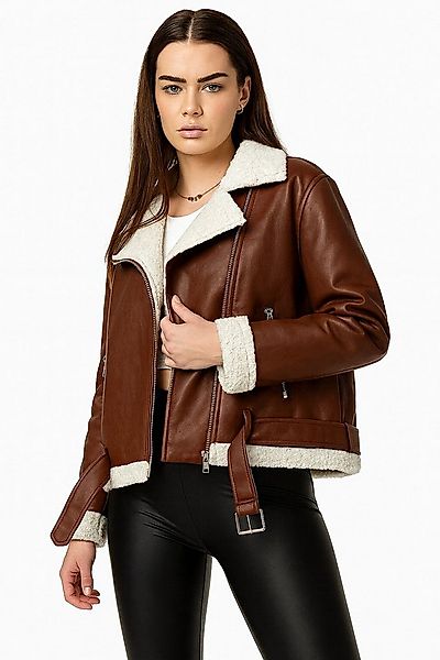 Worldclassca Lederimitatjacke Worldclassca Bikerjacke Lederimitat Lammfelli günstig online kaufen