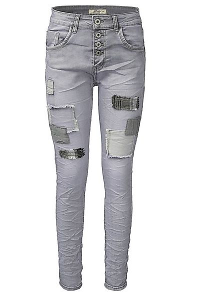 Jewelly Regular-fit-Jeans Jeans Boyfriend -Cut Patches Aufnäher günstig online kaufen