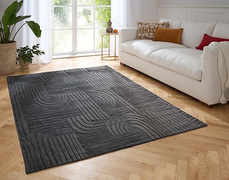 TaraCarpet Teppich Taipe-Onda Hasenfell extra weich Hoch-Tief-Struktur, rec günstig online kaufen